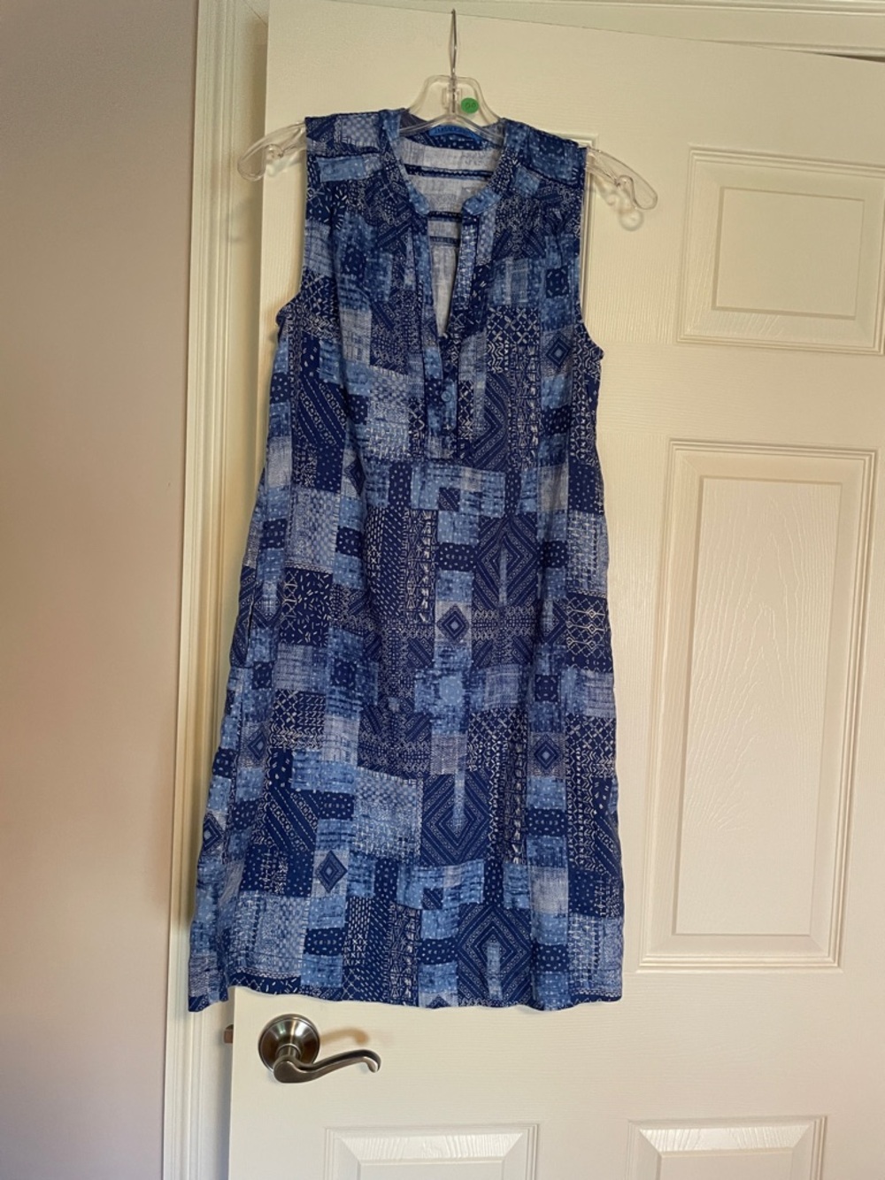 J. McLaughlin Blue Patchwork-Print Midi Dress